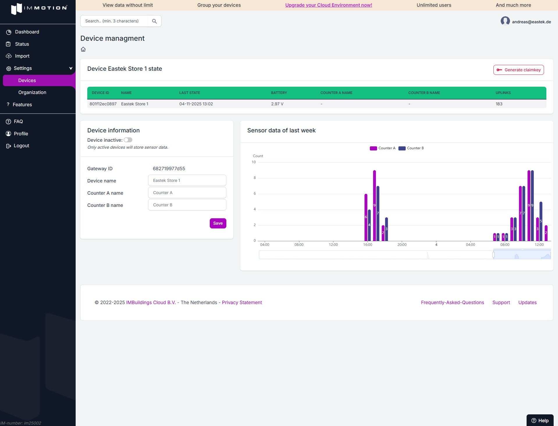Immotion Free - Hosted Cloudservice - Sensor License - EastekOnlineshop